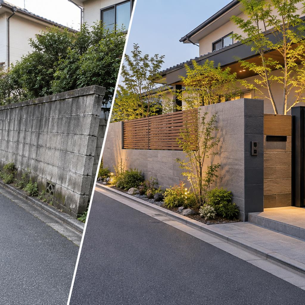 傾いた塀を、住まいの新しい顔へ。安全性もデザインもあきらめない外構リフォーム